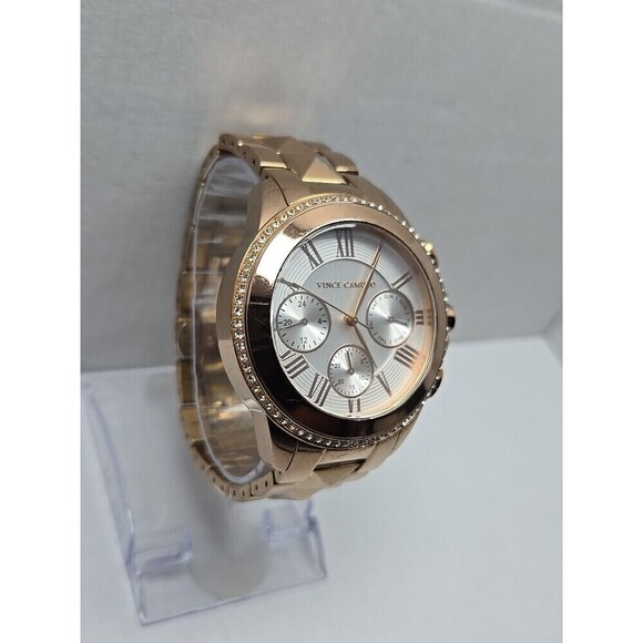 Vince Camuto Rose Gold Chronograph Womens Watch VC5156 New Battery Crystals